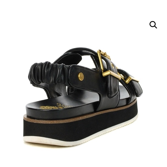 Vince Camuto Anivay Black and Gold Leather Platform Sandals. Like New. - Picture 3 of 10